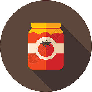 长阴影的番茄罐装平面图标美食食物水果罐头营养收成收获感恩蔬菜西红柿图片
