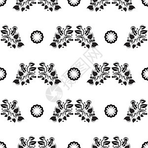 无缝黑白图案 花朵和单方格的简单风格 适合背景 印刷品 服装和纺织品 矢量图片