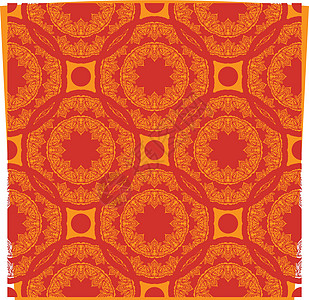 红橙色无缝图案与奢华 复古 装饰品 适用于壁画 纺织品和印刷 矢量图图片