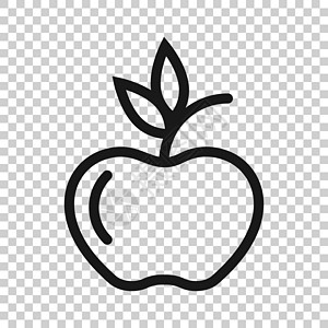 扁平风格的苹果图标 孤立在白色背景上的新鲜水果矢量图解 多汁食品经营理念黑色小吃饮食生态中风甜点食物营养叶子图片