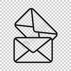平面样式的电子邮件图标 白色孤立背景上的邮件文档矢量插图 消息通信业务概念商业互联网网站界面中风空白信封邮资通讯垃圾邮件图片