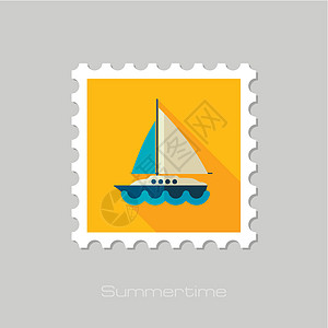 船有帆船平面印章 夏天度假图片