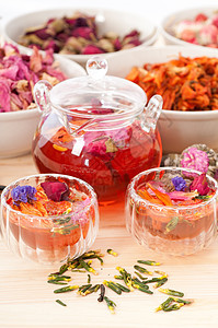 香草天然花卉茶和干花治疗食物草本植物酿造杯子茶壶花瓣玫瑰药品疗法图片