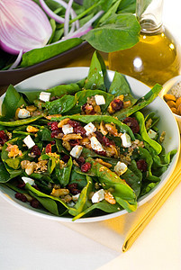 菠菜沙拉食物洋葱小吃草药饮食环境叶子沙拉午餐营养图片