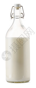 白底隔离的封闭式玻璃牛奶瓶食物饮料奶瓶液体奶油白色奶制品产品瓶子器皿图片