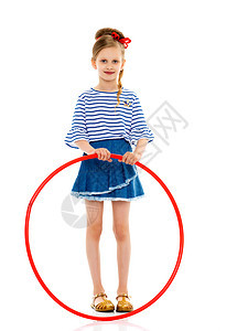 小女孩在玩圈圈游戏乐趣快乐女性闲暇舞蹈头发孩子活动圆圈幸福背景图片