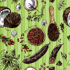 手工绘制的矢量插图超食品植物蔬菜营养菜单草图浆果水果收藏种子绘画图片