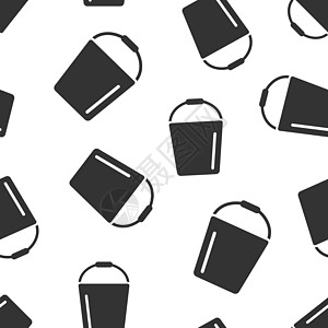平坦风格的巴克特图标 白色孤立背景上的垃圾锅矢量插图 保单无缝模式商务概念房子工作按钮看门人垃圾桶器具图片
