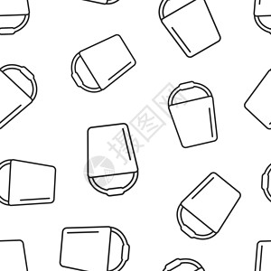 平坦风格的巴克特图标 白色孤立背景上的垃圾锅矢量插图 保单无缝模式商务概念垃圾桶工作器具房子按钮看门人图片