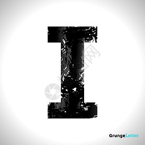 Grunge 矢量字母 I 黑字体 Sletch 样式符号图片