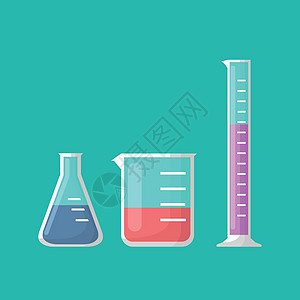 化学实验室设备锥形瓶烧杯和试管 vecto图片