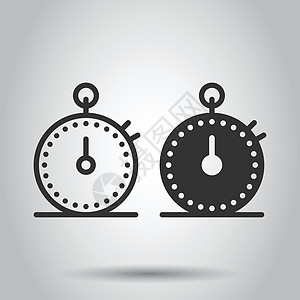 手表矢量平面样式的时钟图标 在孤立的白色背景上观看矢量图解 计时器经营理念间隔滴答速度手表办公室小时指针运动按钮拨号设计图片