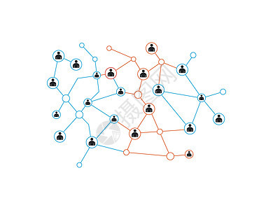 社交网络 人们连接世界 矢量插图 平板设计全球互联网圆圈技术社会概念蓝色白色数据团体图片