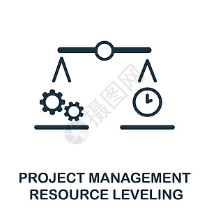 团建项目组织资源调配图标 来自项目管理集合的单色符号 用于网页设计 信息图表等的创意资源调配图标说明设计图片