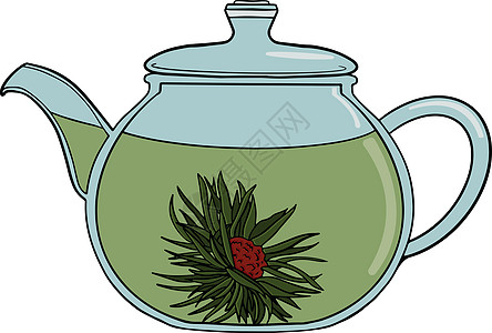 茶叶收藏的彩色元素在图形样式 手绘矢量图解中菜单草本植物茶壶食物草图仪式咖啡店叶子玻璃植物图片