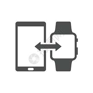 智能手机和智能手表无线连接同步矢量图标隔离在白色背景上 移动和 ui 设计的 web 图标图片
