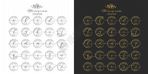 结婚单张和字母标志创作者身份婚礼花店标识边界摄影圆形曲线奢华品牌图片