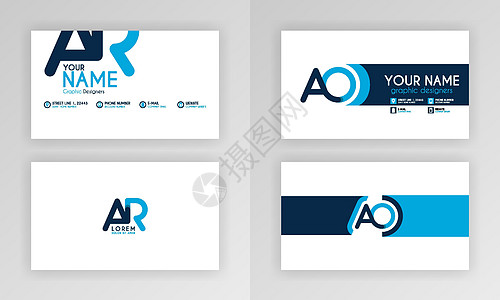 蓝色名片模板 带有字母标志和斜线口音装饰的简单身份证设计 对于公司 公司 专业人士 商业 广告 公共关系 宣传册 海报小册子插图图片