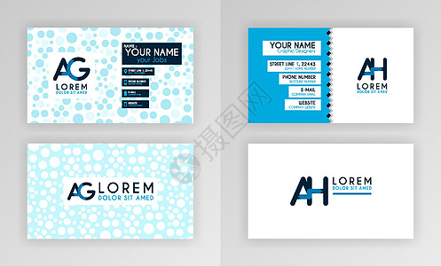 蓝色名片模板 带有字母标志和斜线口音装饰的简单身份证设计 对于公司 公司 专业人士 商业 广告 公共关系 宣传册 海报品牌标识插图片