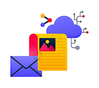 用于云数据库服务器服务 电子邮件共享和发送文档的网络徽标设计 徽标也可用于商业 图标设计和图形元素图片