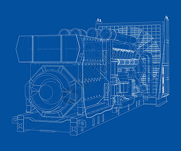大型工业用柴油发电机燃气柴油机发动机引擎机械气体资源植物电气3d背景