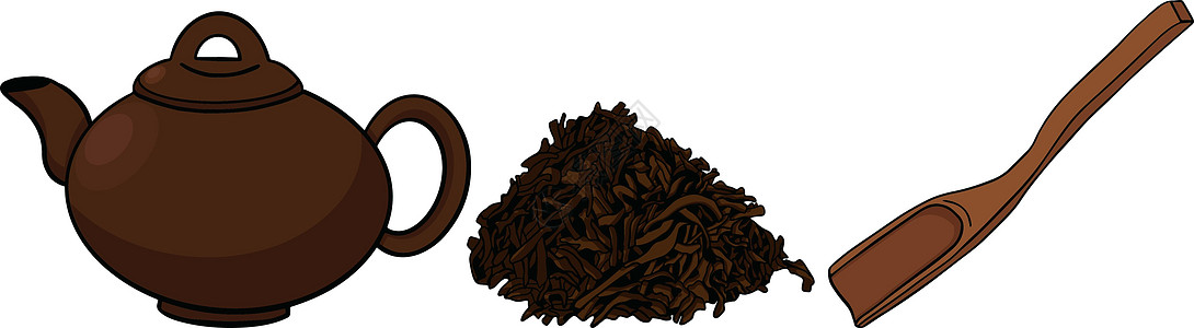 茶叶收藏的彩色元素在图形样式 手绘矢量图解中食物茶壶香气叶子仪式草本植物植物菜单草图咖啡店图片