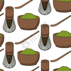 在图形样式 矢量图解中手画的茶叶无缝模式手绘草图仪式树叶叶子食物玻璃菜单草本植物收藏图片