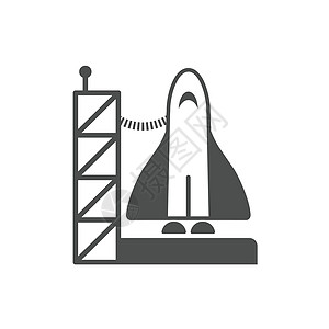 航天飞机在白色背景上孤立的航天港矢量图标上 用于 web 移动和用户界面设计的航天飞机平面图标图片