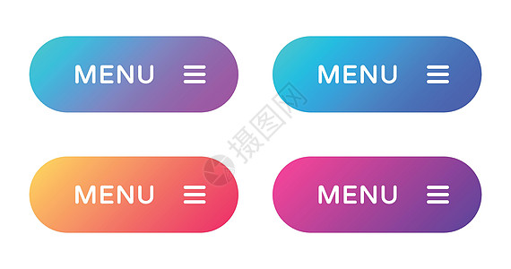 菜单 web 按钮设置 以平面样式填充 ui web 按钮 带有用于 web 和 ui 设计的符号的时尚渐变上的圆形矢量按钮用户图片