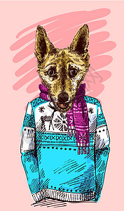 箭纹风格狗 2018年新年的标志插图打印卡片领带毛衣艺术套衫草图动物配饰图片