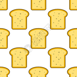 白色背景上的面包切片烤面包无缝图案 Flat 矢量插图图片