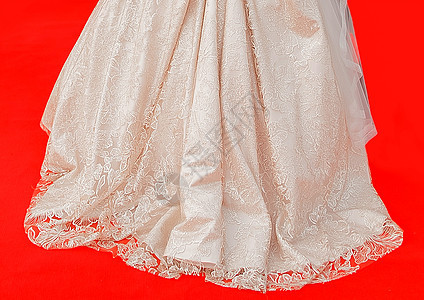 新娘的结婚礼服 红色背景上漂亮的特写图案图片