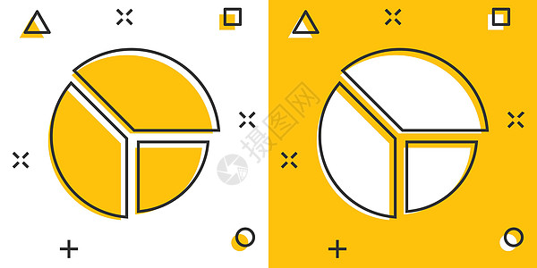 漫画风格中的图表图标 白色孤立背景上的图表卡通矢量插图 统计飞溅效应商业概念 笑声绘画数据界面市场经济网络投资圆圈推介会卡通片图片