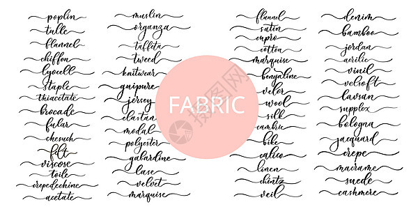 一套矢量书写文字 为商店布料和编织 标志和纺织品提供平滑的线条图片