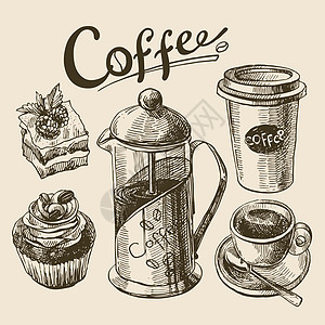咖啡草画插图餐厅咖啡酒吧休息品牌杯子海报菜单店铺早餐图片