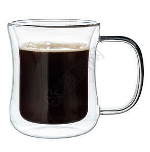 玻璃杯咖啡咖啡 白咖啡孤立在白色上液体杯子饮料玻璃棕色工作室图片