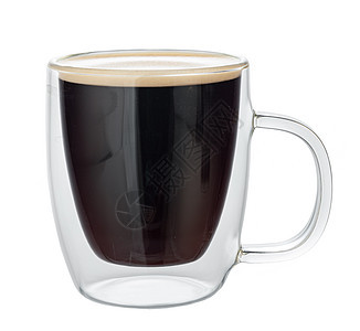 玻璃杯咖啡咖啡 白咖啡孤立在白色上杯子工作室饮料玻璃棕色液体图片