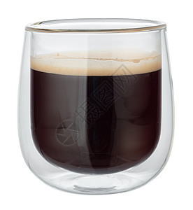 玻璃杯咖啡咖啡 白咖啡孤立在白色上玻璃工作室饮料杯子棕色液体图片