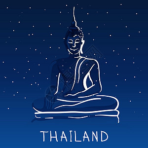 泰国坐佛女神像 泰国国家城市宗教文化冥想雕像遗产旅游蓝色游客图片