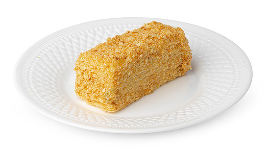 白纸上孤立的蜂蜜蛋糕奶油食物馅饼蛋糕杏仁棕色海绵饼干蜂蜜白色图片