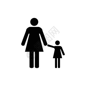 女人 女孩图标 厕所标志 洗手间标志 白色背景上的黑色 平面设计 矢量图图片