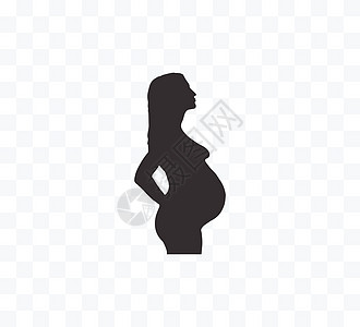 怀孕妇女 双影图标 矢量插图 平坦卡通片父母卡片孩子成人身体腹部母亲婴儿绘画图片