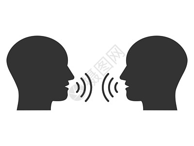 头 人 听和说话图标 矢量插图 平板设计耳朵帮助讲话黑色命令扬声器界面男人听力标识图片