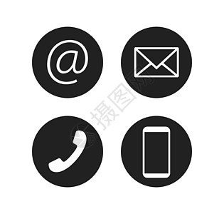 联系图标设置 矢量插图 平面设计电子邮件灰色服务网站地址互联网商业电话博客黑色图片