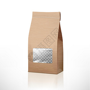 使用透明窗口的棕色纸纸袋包装小麦工艺小袋生态缝纫窗户食物圆圈品牌盒子图片