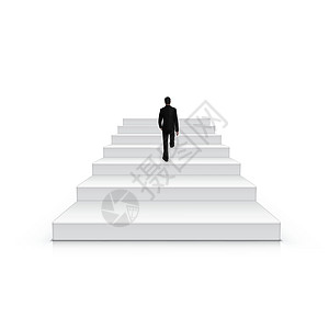 商务人士爬上楼梯是第一个概念的概念生长成功商业职业工作办公室人士教育旅行领导图片
