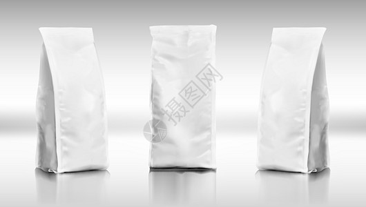 一套现实型塑料食品大袋嘲笑阴影海豹面粉小吃枕头食物杂货店零售包装图片