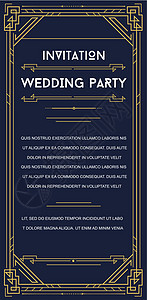 在艺术Deco或新Epoch 1920年的黑帮时代中 Gatsby 风格邀请对角线婚礼几何学插图网格金子卡片钻石内衬蕾丝图片