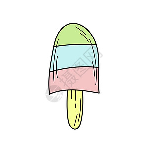 手绘冰淇淋矢量图 用于设计的简单夏季颜色图标食物胡扯甜点收藏营养手绘香草标签杯子美食图片
