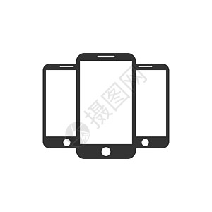 智能手机图标 设置 电话符号 矢量插图 平面设计细胞技术屏幕笔记本药片商业空白电脑展示黑色图片